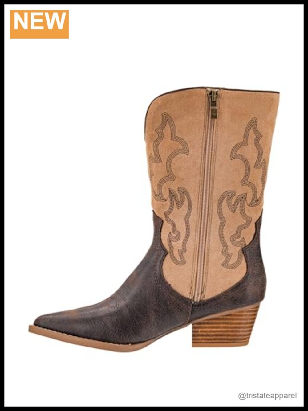 Women's Hey Girl Western Boots - 2-Inch Stacked Heel Mid-Calf Boots with